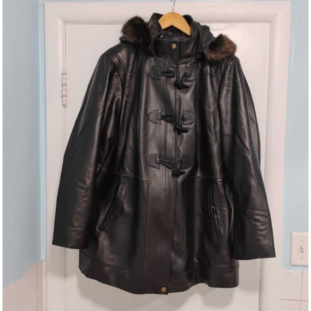 BGSD 2X Leather Women's Jacket RN 146648 coffee brown color